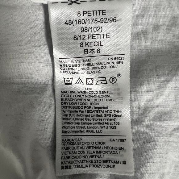 Gap Linen Cotton Striped Ruffle Sleeveless Dress 8 Petite Natural Breathable - Picture 10 of 12